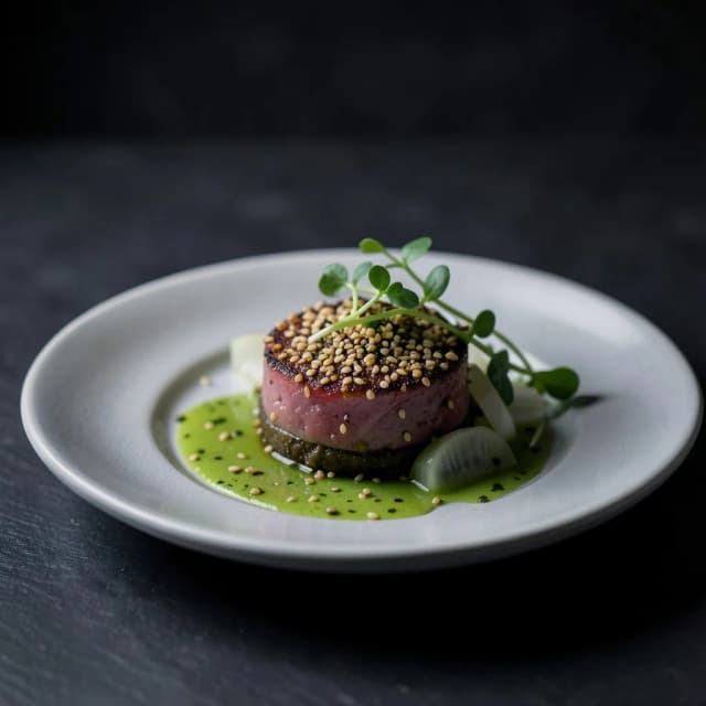 Tuna on dark slate